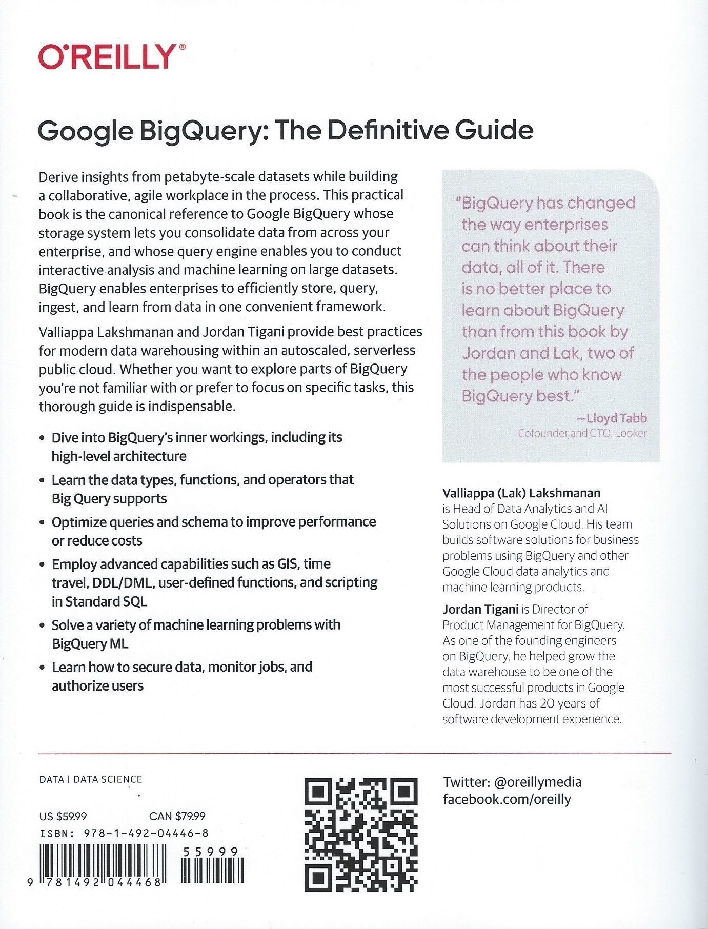 Google BigQuery The Definitive Guide Back Cover