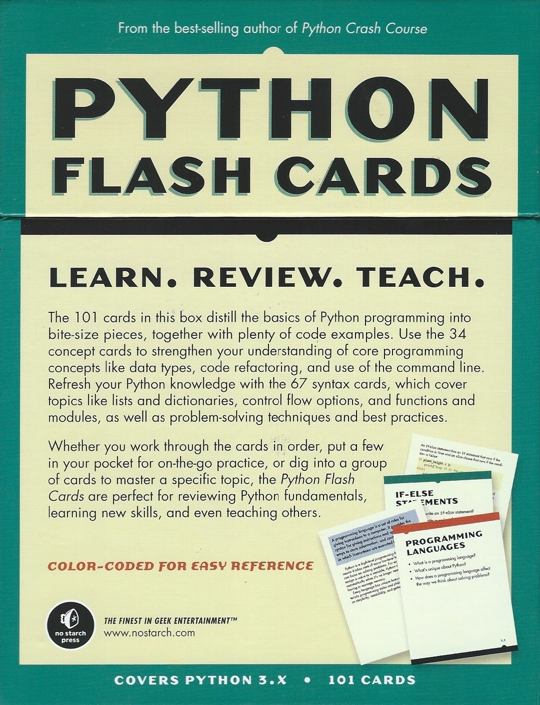 Python Flash Cards Back Cover