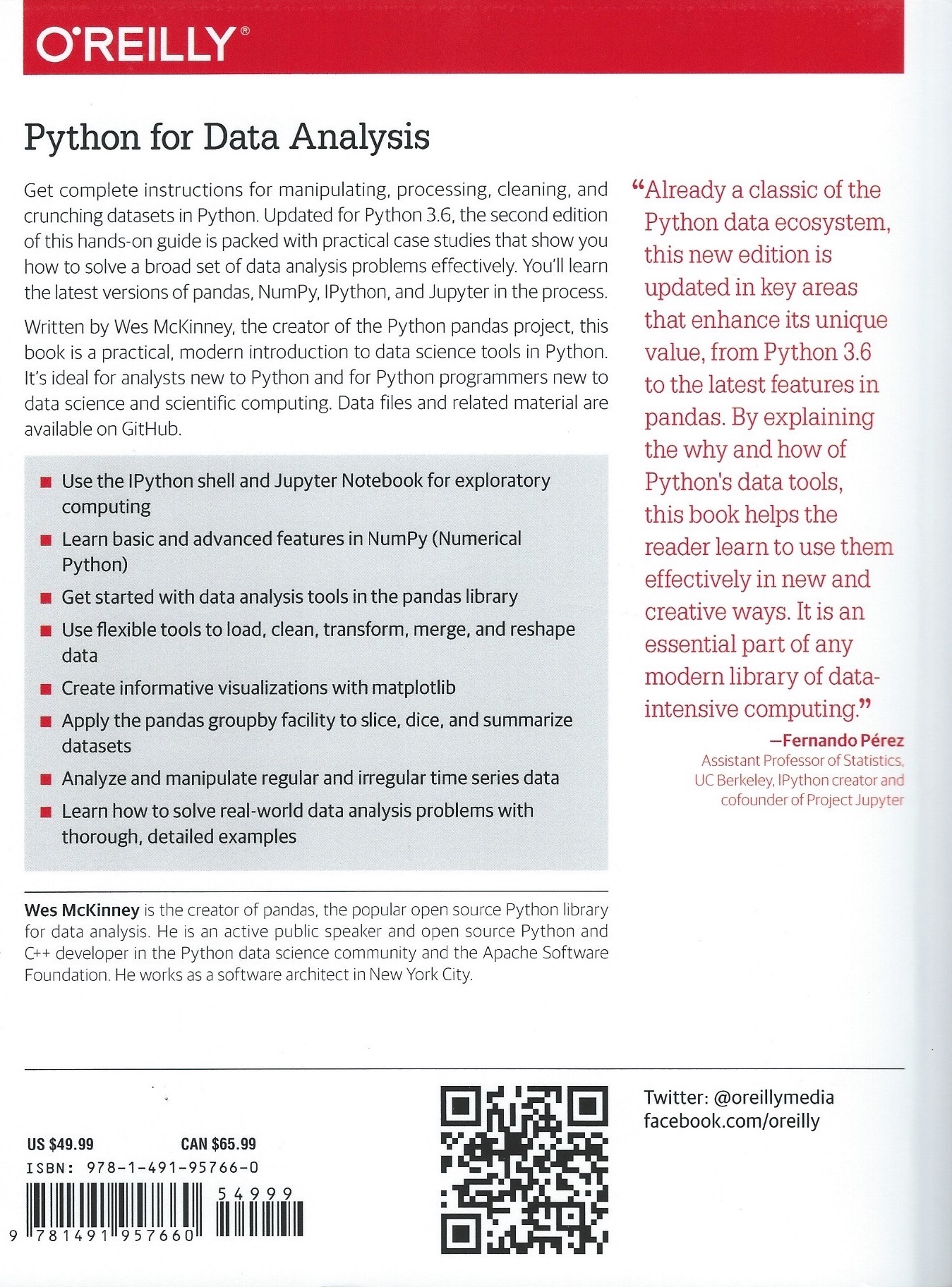 Python for Data Analysis Back Cover