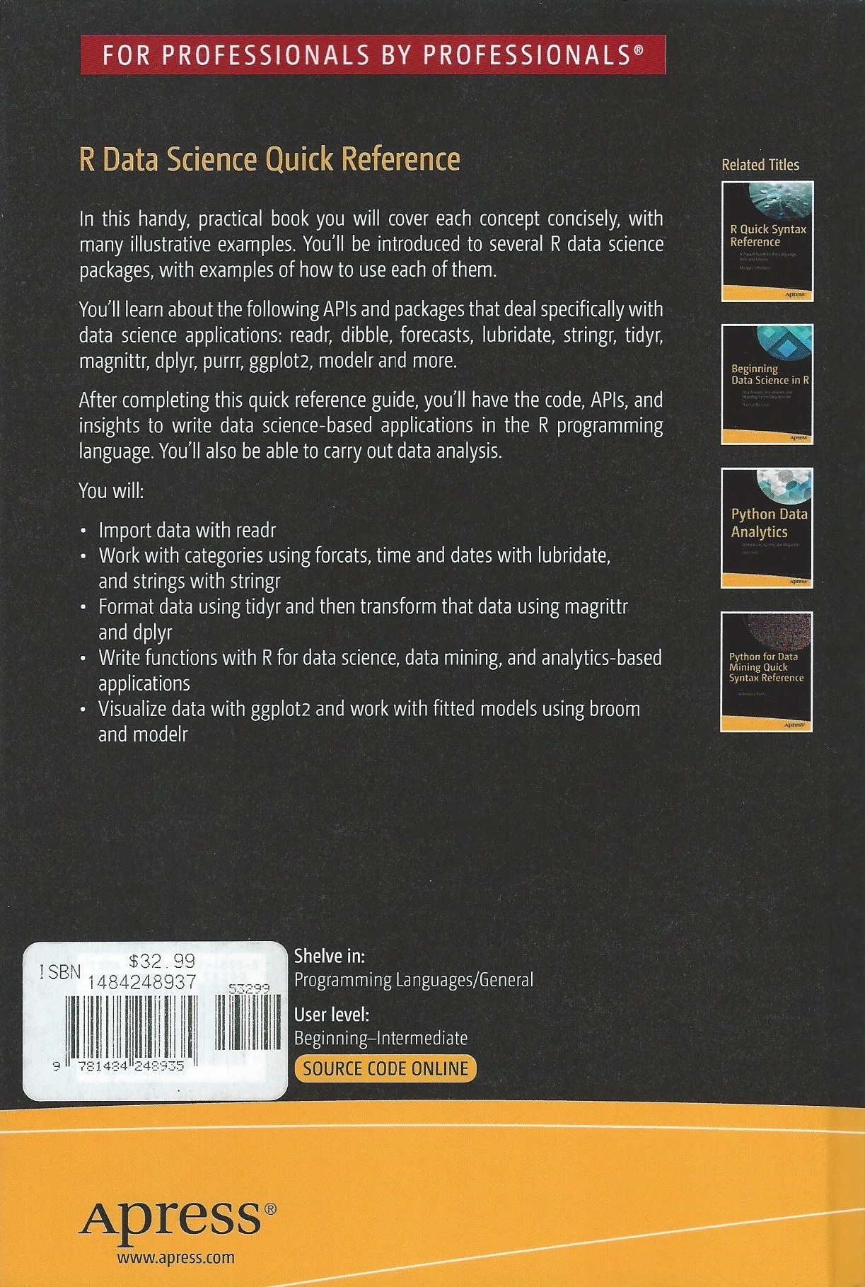 R Data Science Quick Reference Back Cover